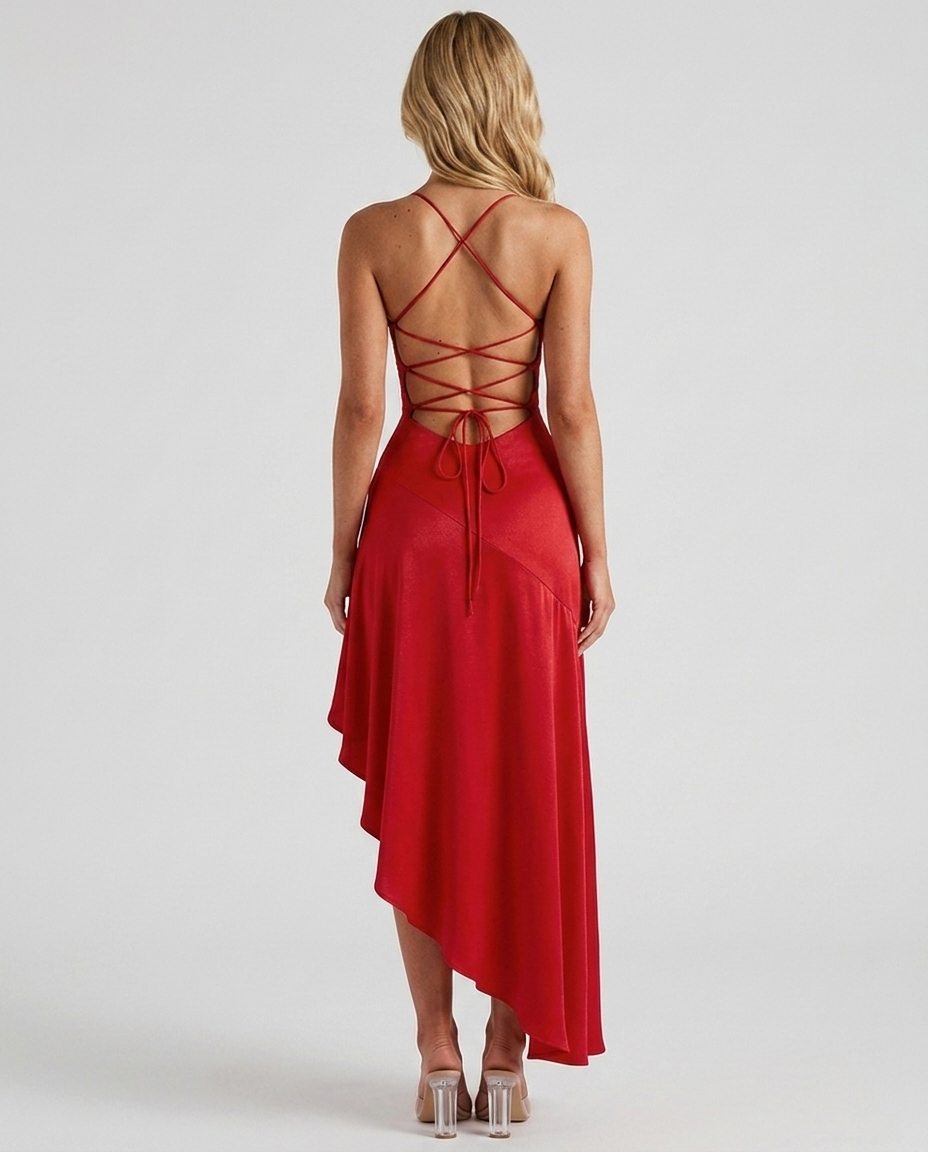 Rosalie Cowl Maxi Dress - Red