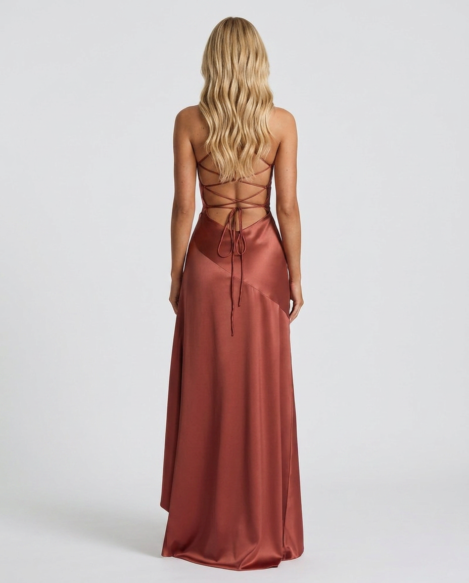 Rosalie Cowl Maxi Dress - Rust