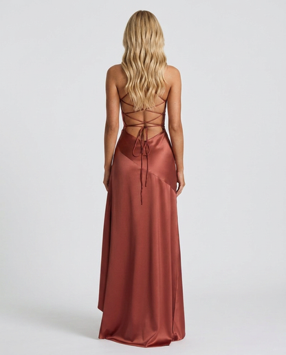 Rosalie Cowl Maxi Dress - Rust