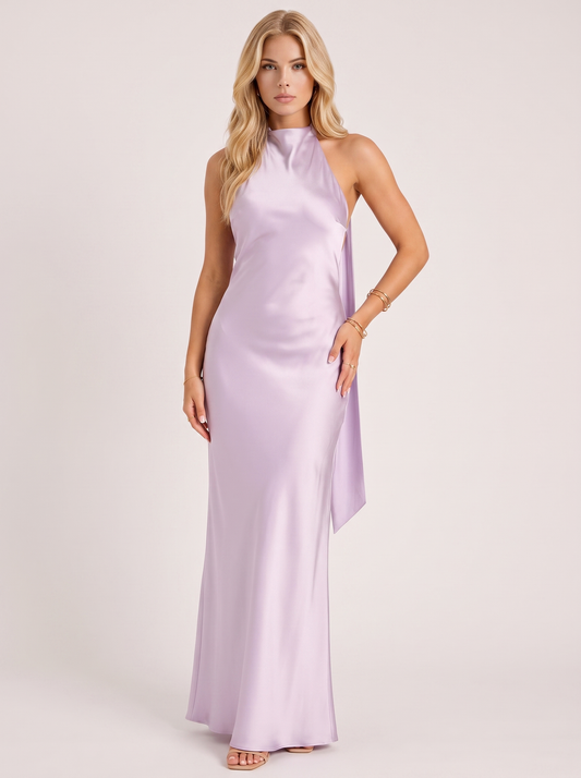 Rosanne Satin Maxi Dress - Lavender
