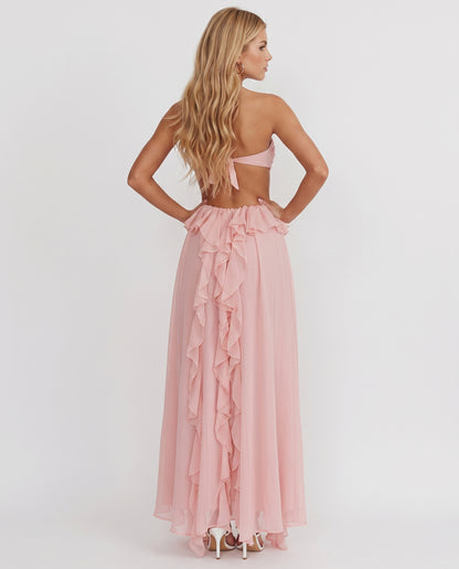 Roselyn Floral Ruffle Cutout Maxi Dress - Pink