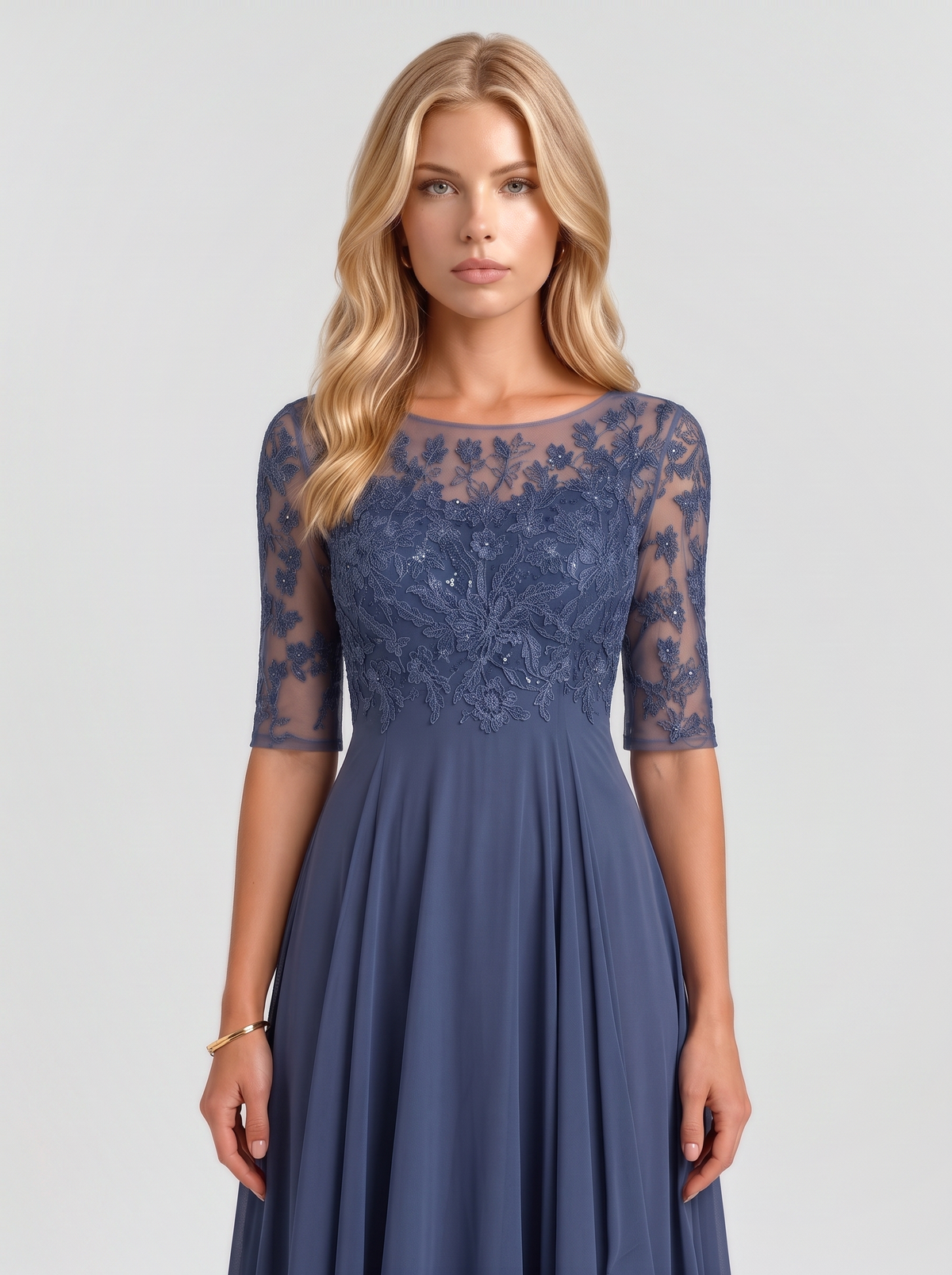 Rosetta Lace Maxi Dress - Blue