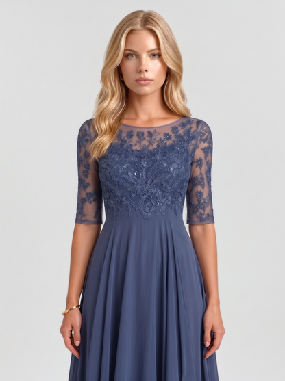 Rosetta Lace Maxi Dress - Blue