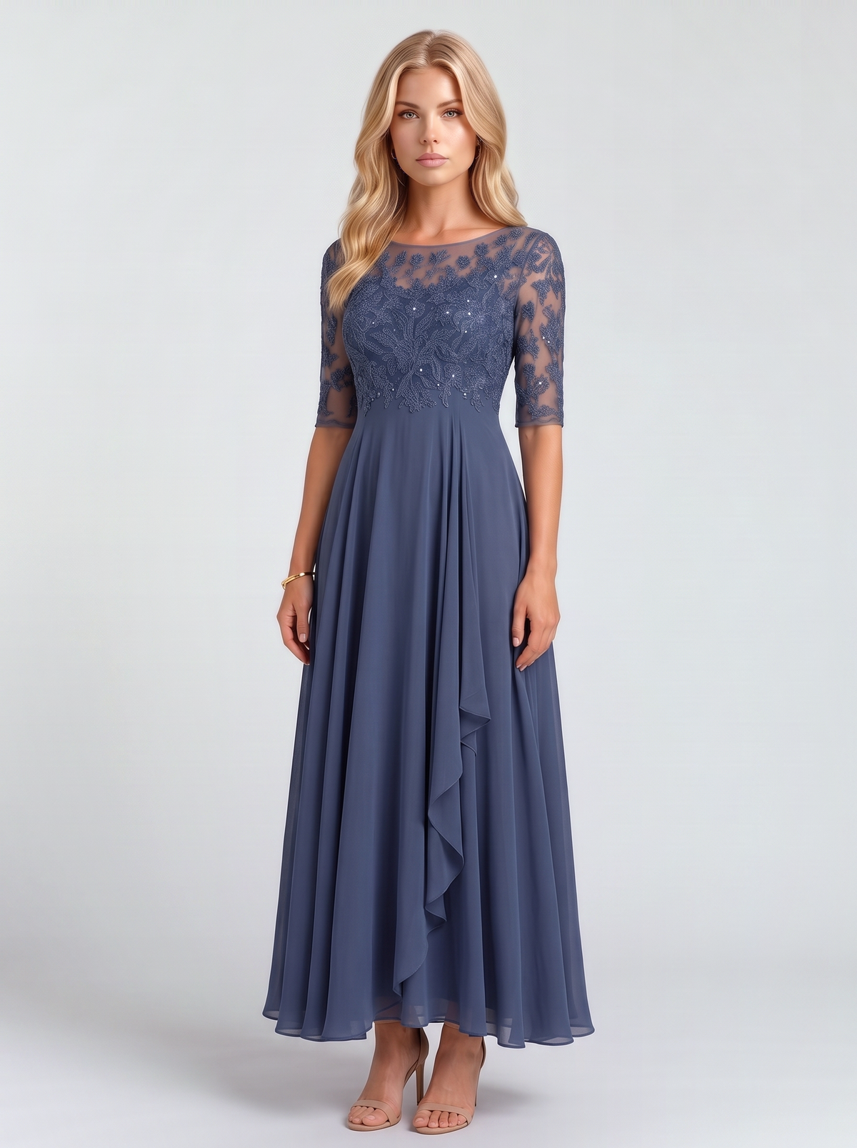 Rosetta Lace Maxi Dress - Blue