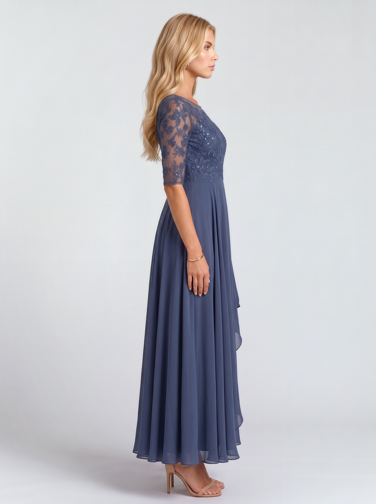 Rosetta Lace Maxi Dress - Blue