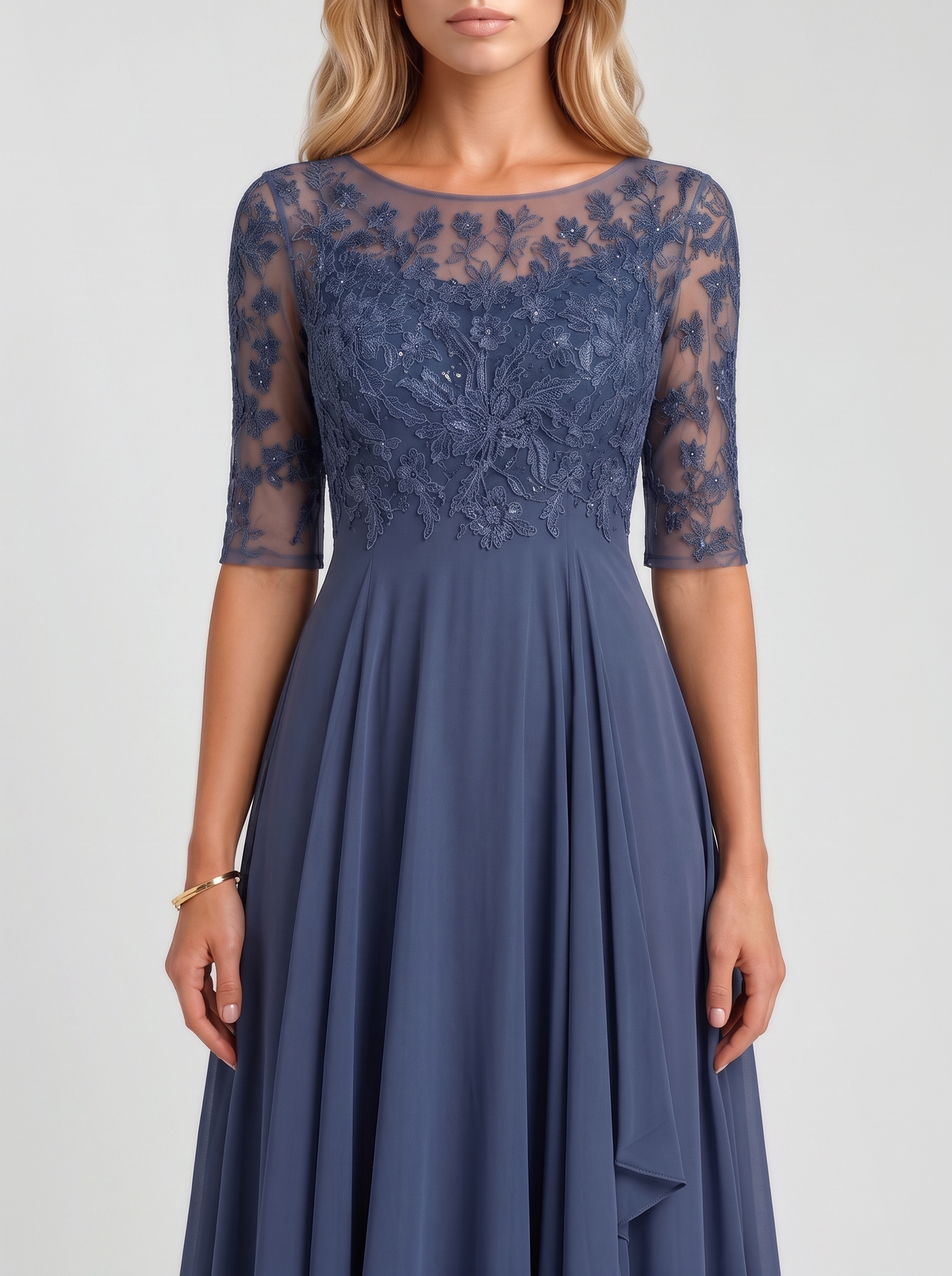 Rosetta Lace Maxi Dress - Blue