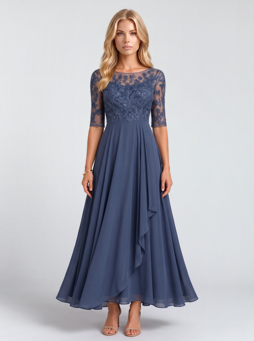 Rosetta Lace Maxi Dress - Blue