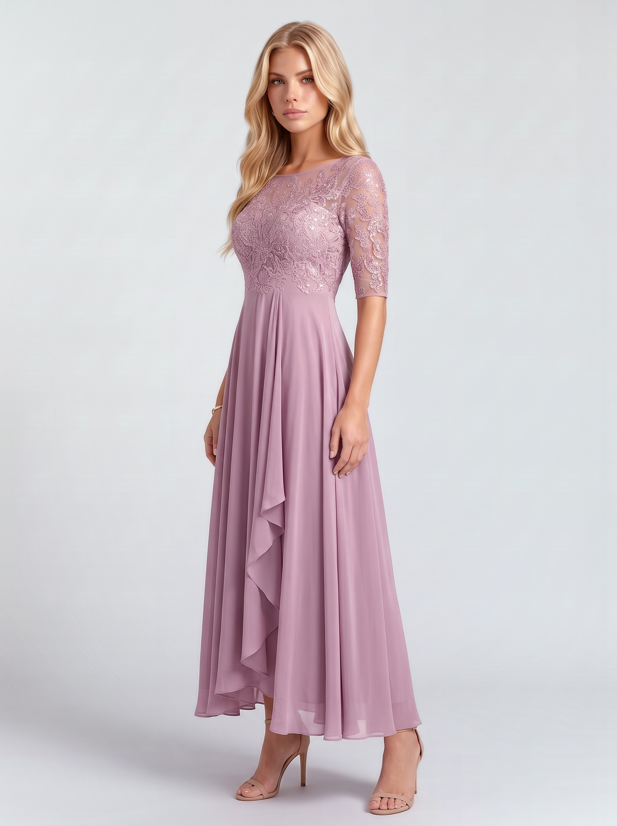 Rosetta Lace Maxi Dress - Pink