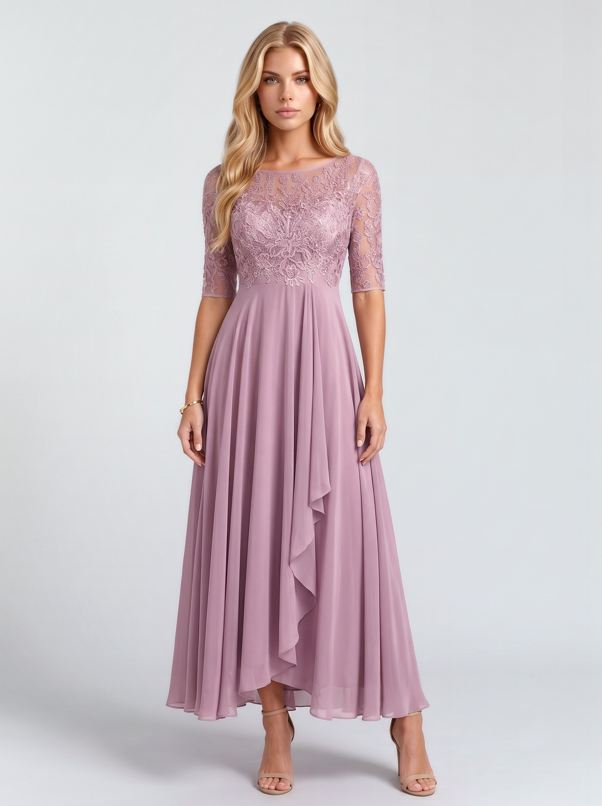 Rosetta Lace Maxi Dress - Pink
