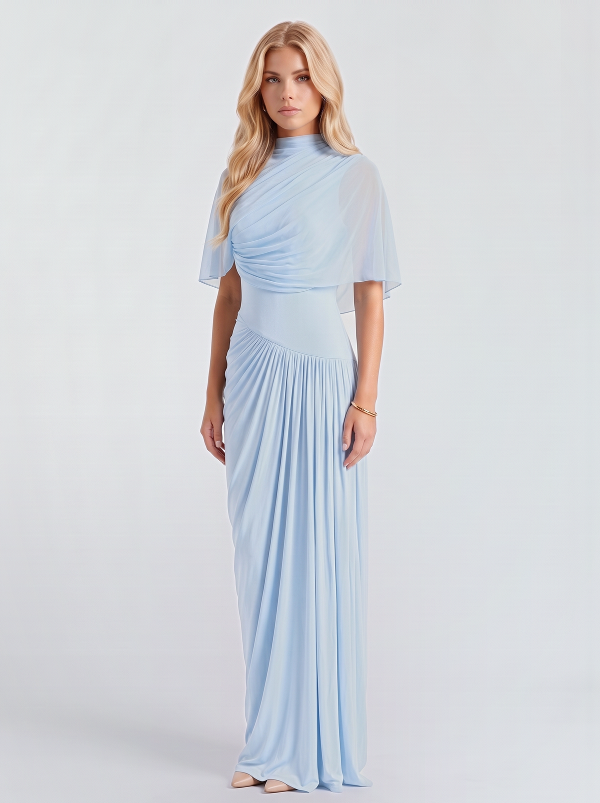 Sabrina Draped Maxi Dress - Baby Blue