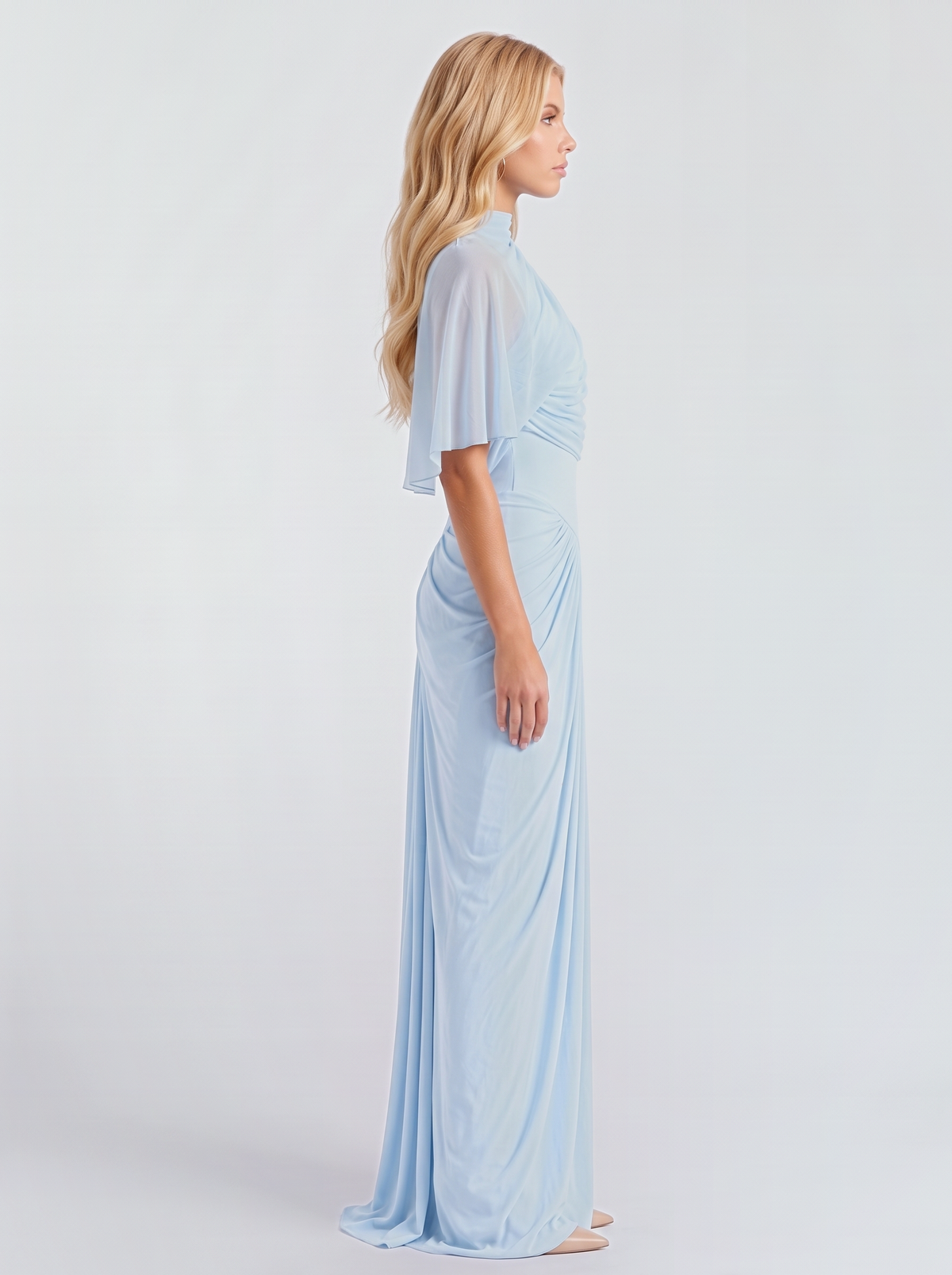 Sabrina Draped Maxi Dress - Baby Blue