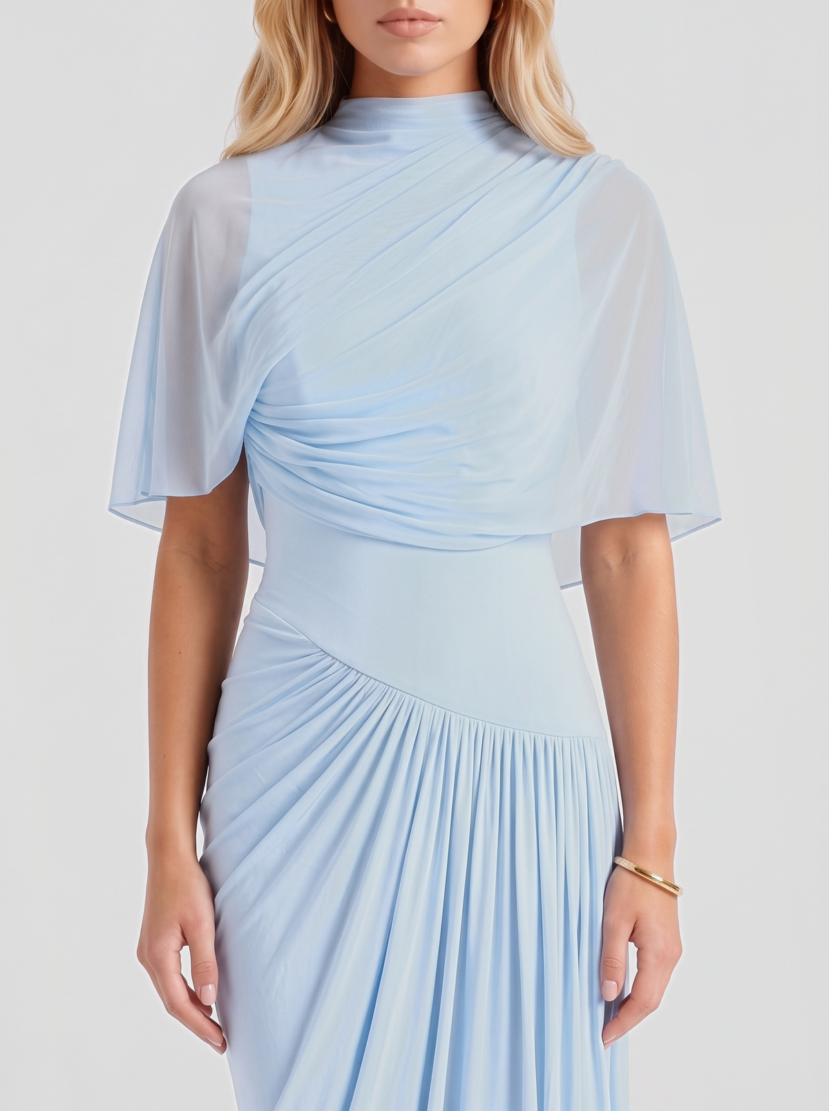Sabrina Draped Maxi Dress - Baby Blue
