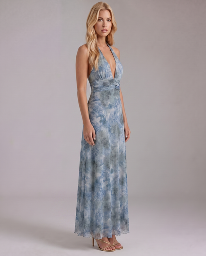 Sarah Plunge Maxi Dress - Blue