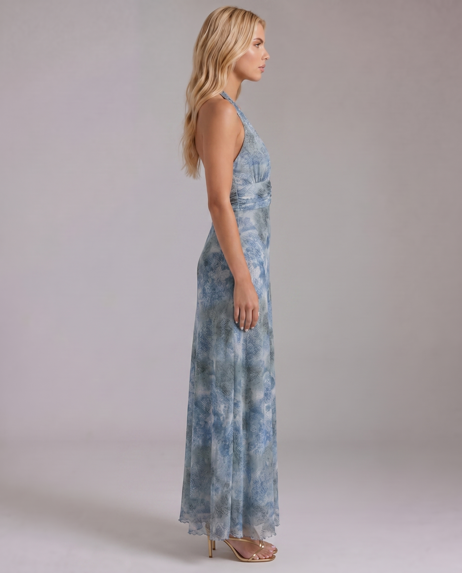 Sarah Plunge Maxi Dress - Blue