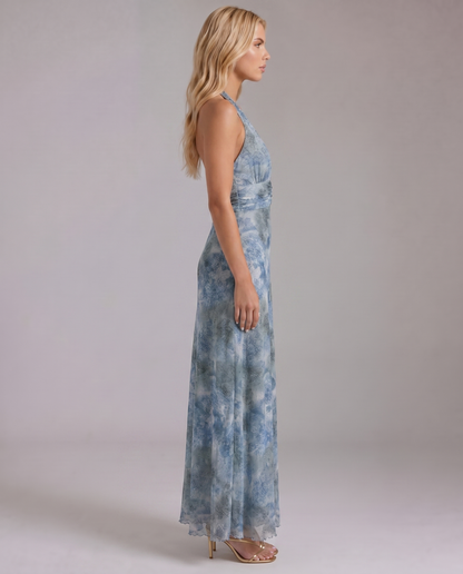 Sarah Plunge Maxi Dress - Blue
