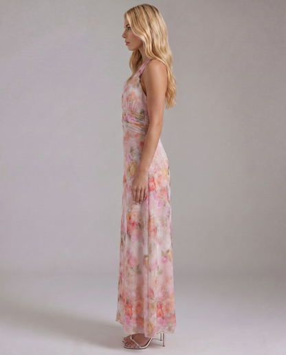 Sarah Plunge Maxi Dress - Pink