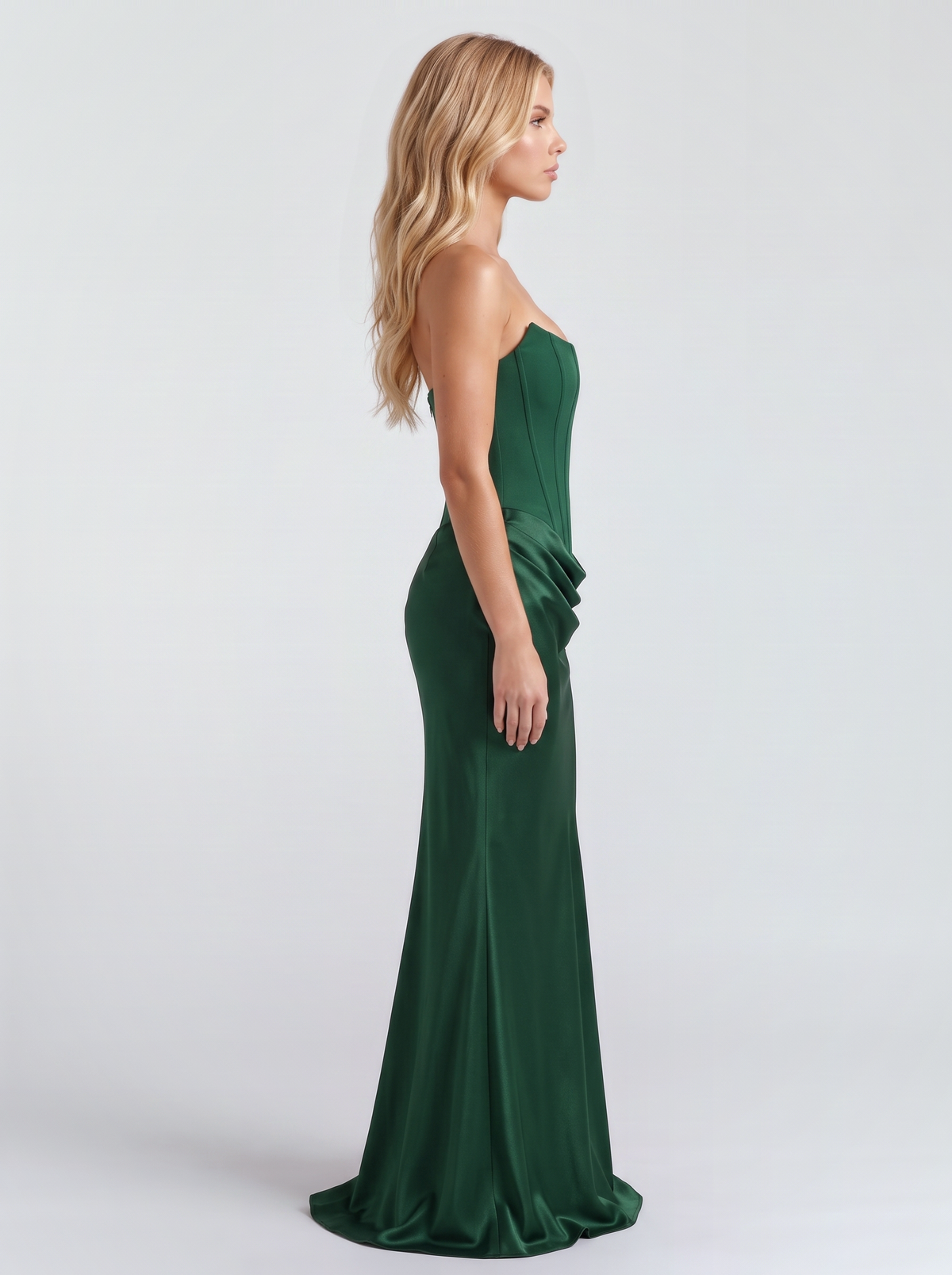 Scarlet Corset Strapless Maxi Dress - Emerald