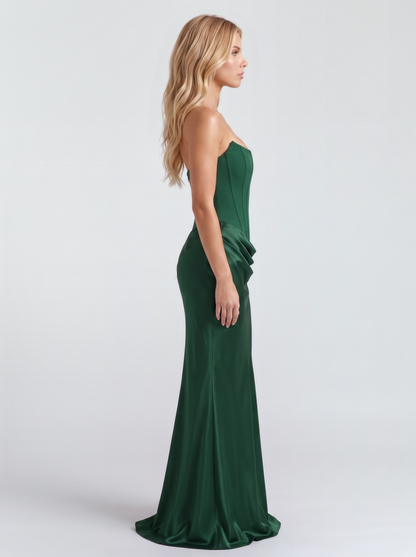 Scarlet Corset Strapless Maxi Dress - Emerald
