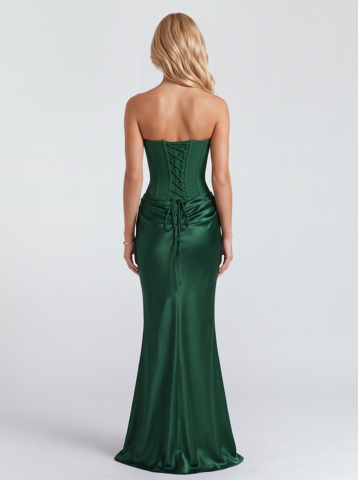 Scarlet Corset Strapless Maxi Dress - Emerald