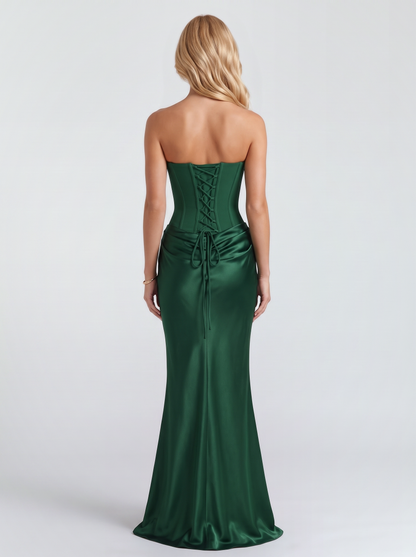 Scarlet Corset Strapless Maxi Dress - Emerald