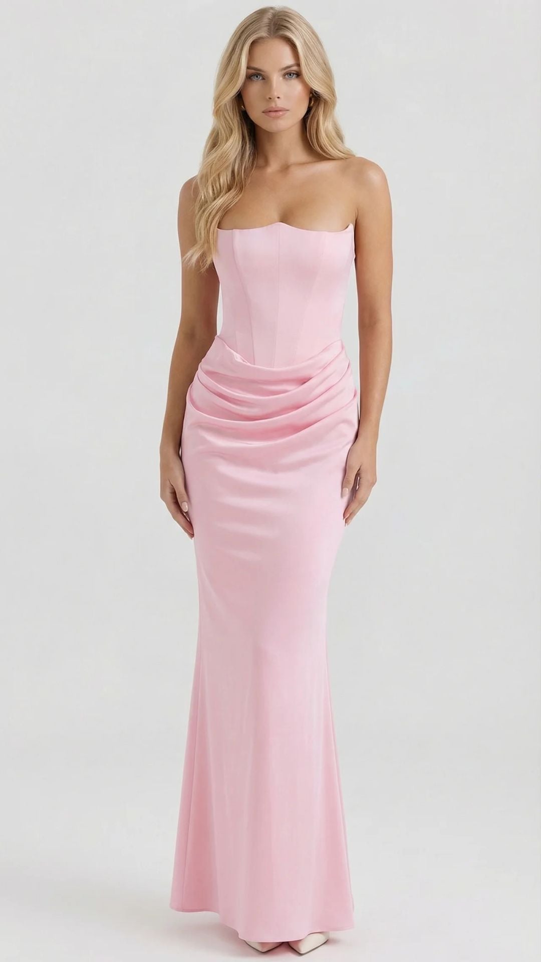 Scarlet Corset Strapless Maxi Dress - Pink