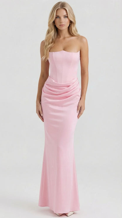 Scarlet Corset Strapless Maxi Dress - Pink