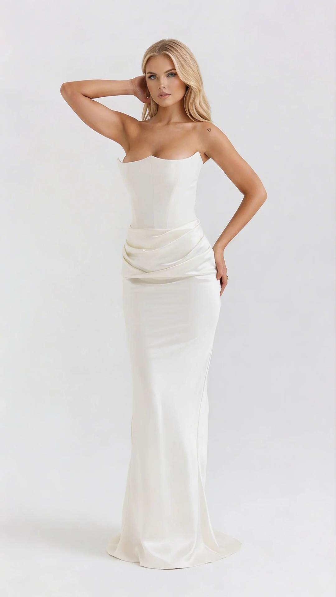 Scarlet Corset Strapless Maxi Dress - White