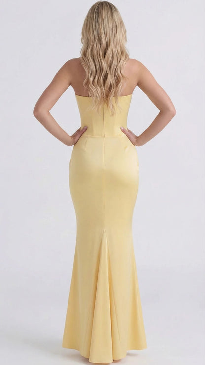 Scarlet Corset Strapless Maxi Dress - Yellow