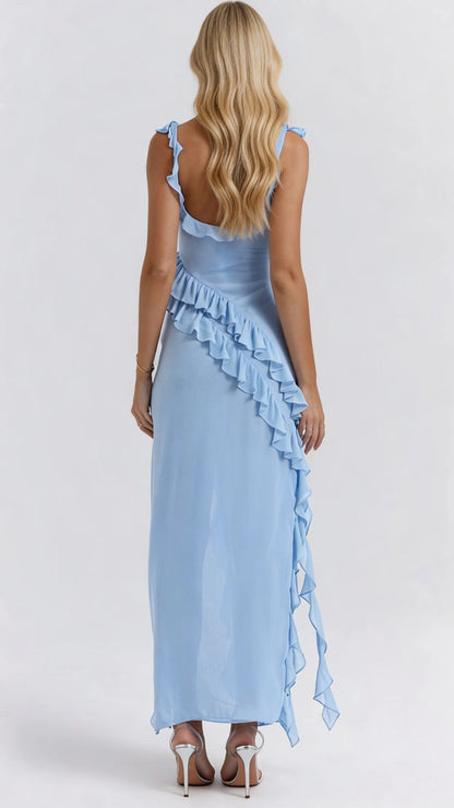 Scarlet Ruffle Maxi Dress - Light Blue