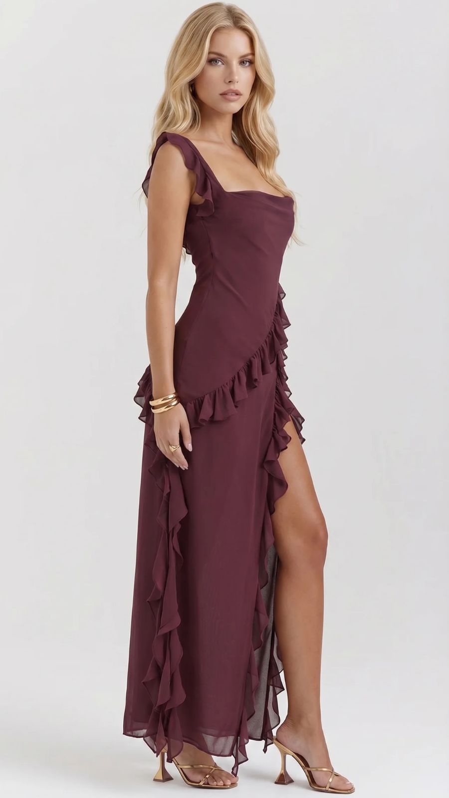Scarlet Ruffle Maxi Dress - Purple