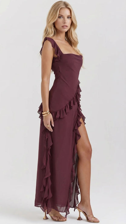Scarlet Ruffle Maxi Dress - Purple