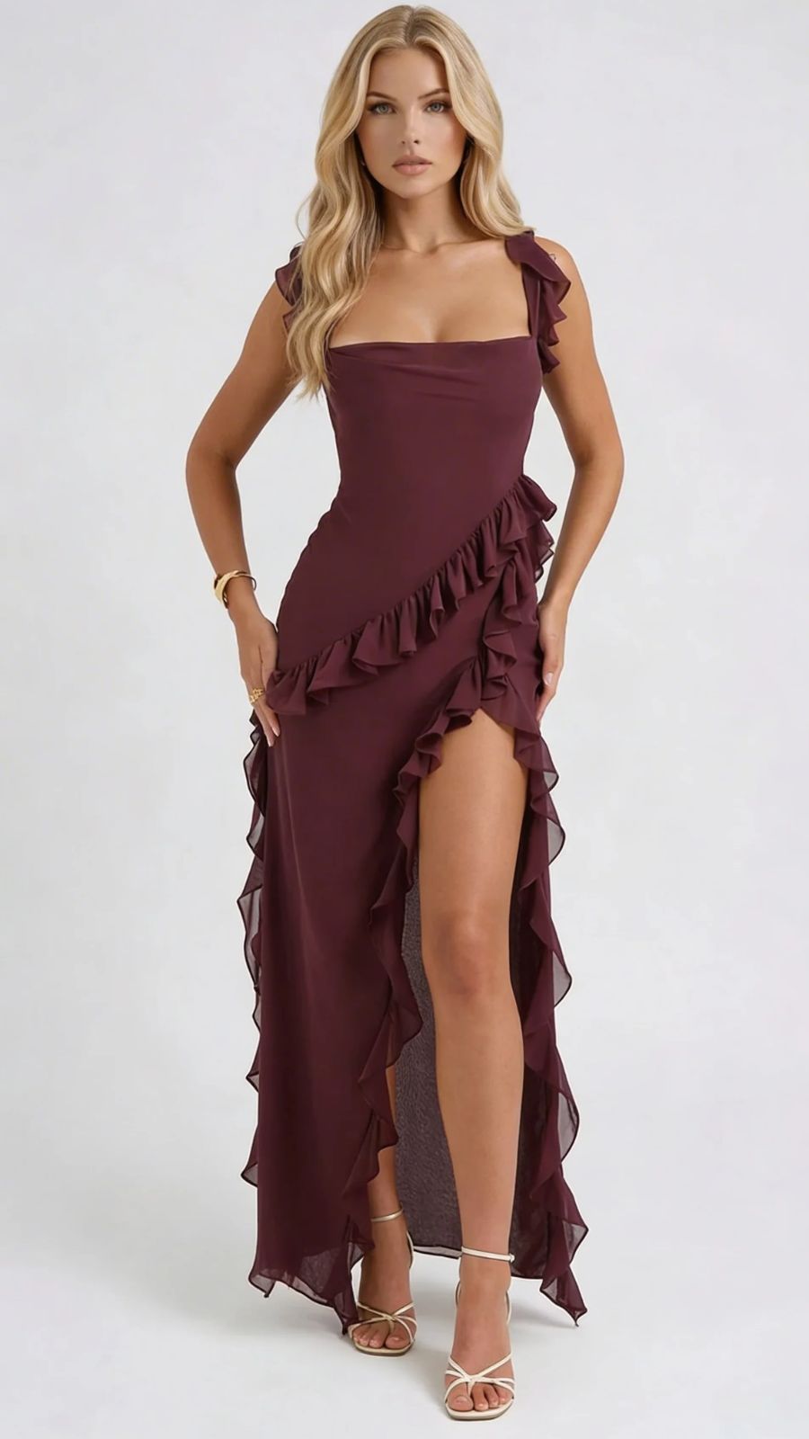 Scarlet Ruffle Maxi Dress - Purple