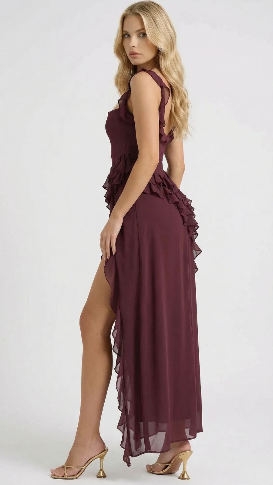 Scarlet Ruffle Maxi Dress - Purple