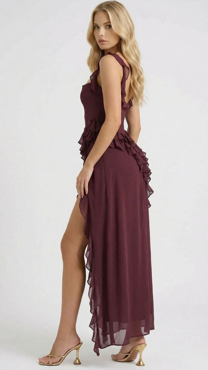 Scarlet Ruffle Maxi Dress - Purple