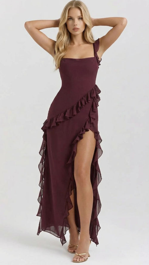 Scarlet Ruffle Maxi Dress - Purple