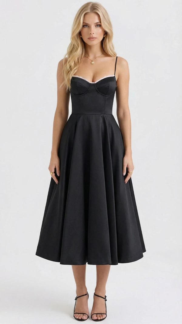 Selene Sweetheart Midi Dress Black graduation