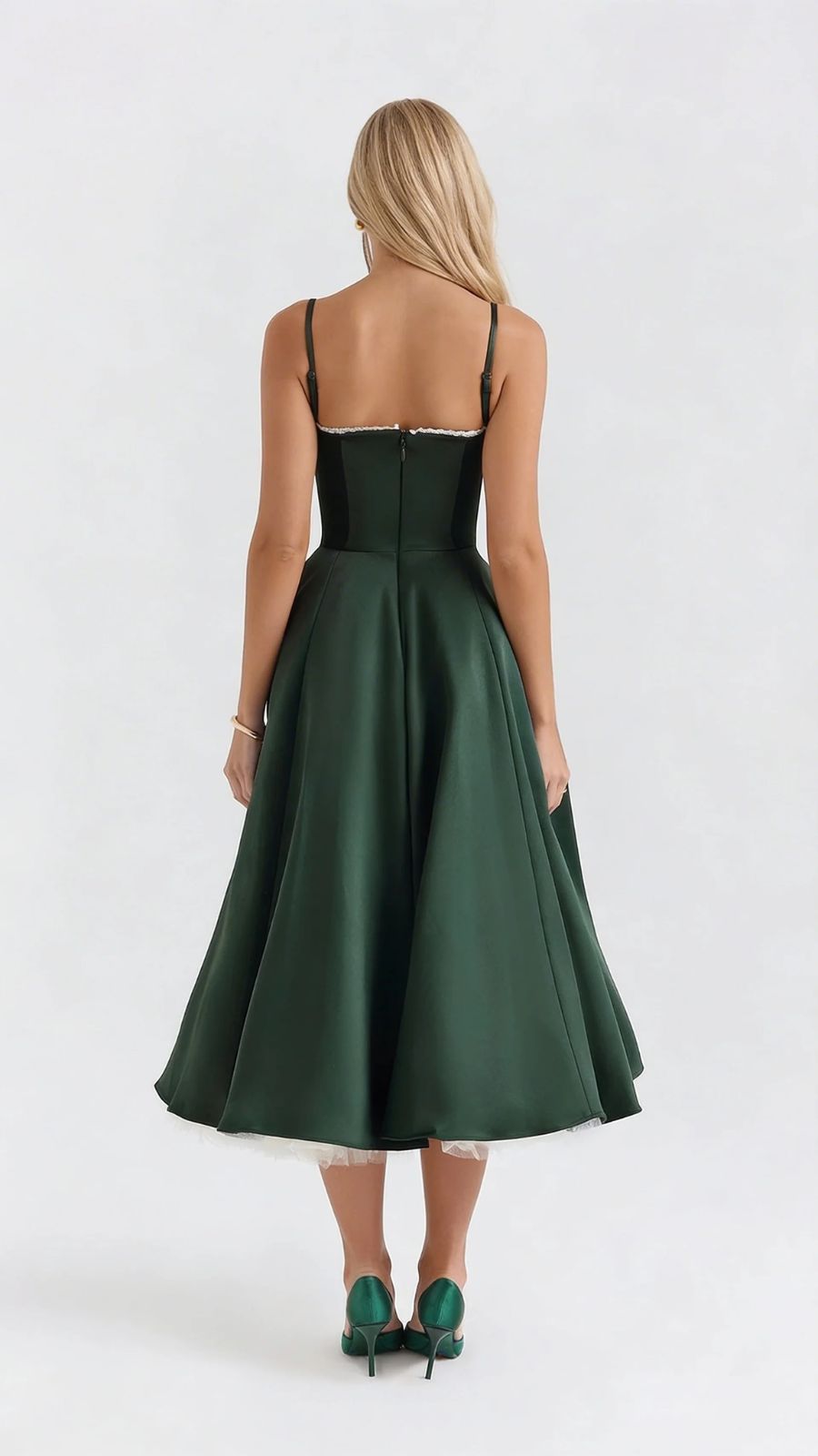 Selene Sweetheart Midi Dress - Green