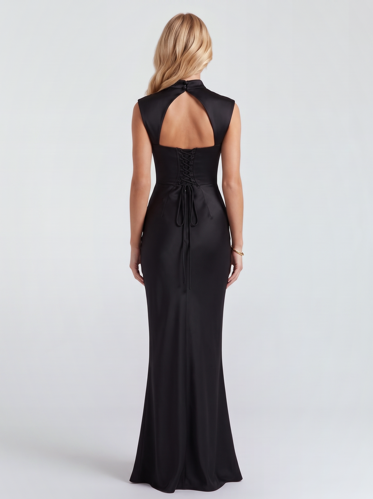 Selma Mockneck Maxi Dress - Black