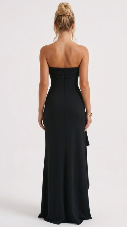 This dress is a: maxi
Women Formal Draped Slit Maxi Dress - product image 7
