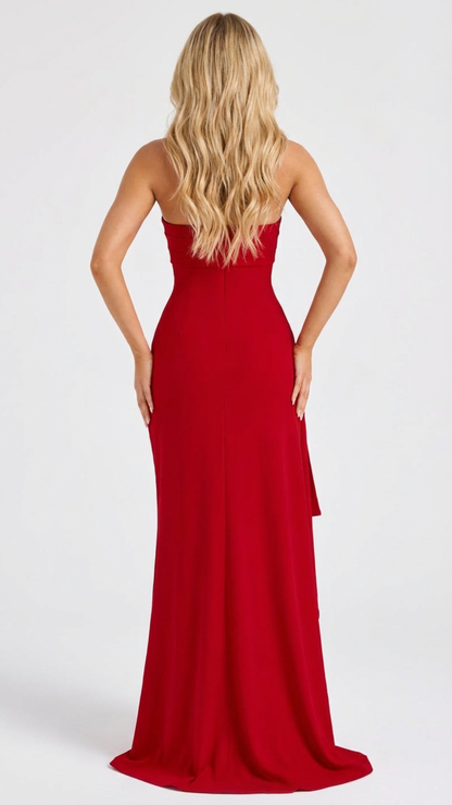 This dress is a: maxi
Women Formal Draped Slit Maxi Dress - product image 9
