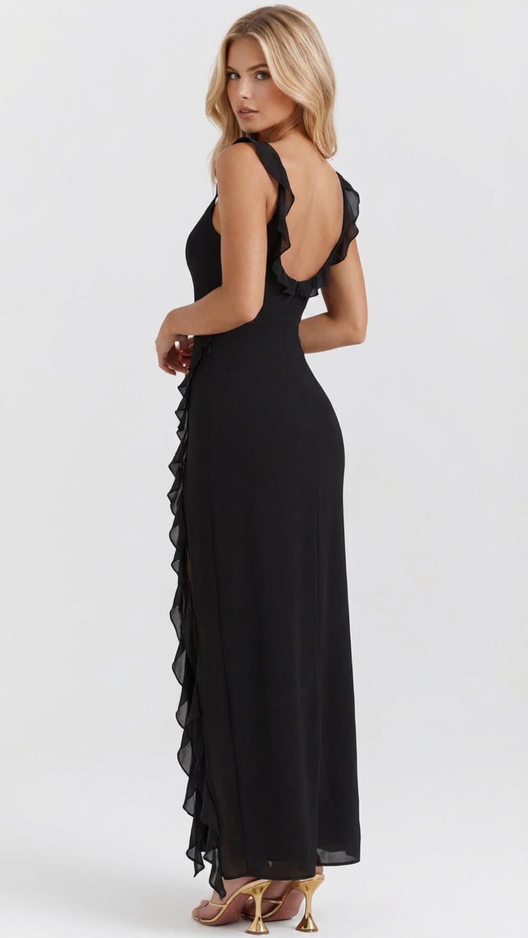 ruffle maxi dress formal Women's Ruffle Cocktail Bridesmaid Garden Party Maxi Dress – Kaylas Collectives
