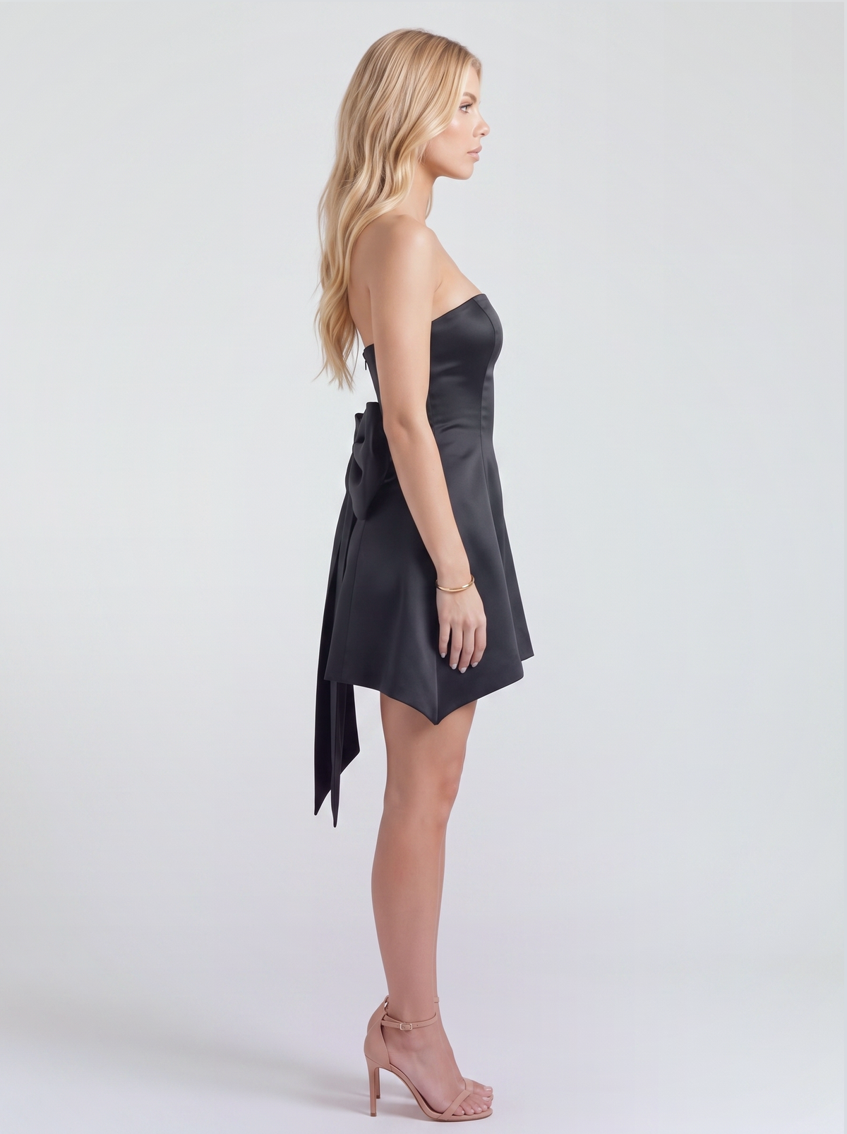 Serena Satin Mini Dress - Black