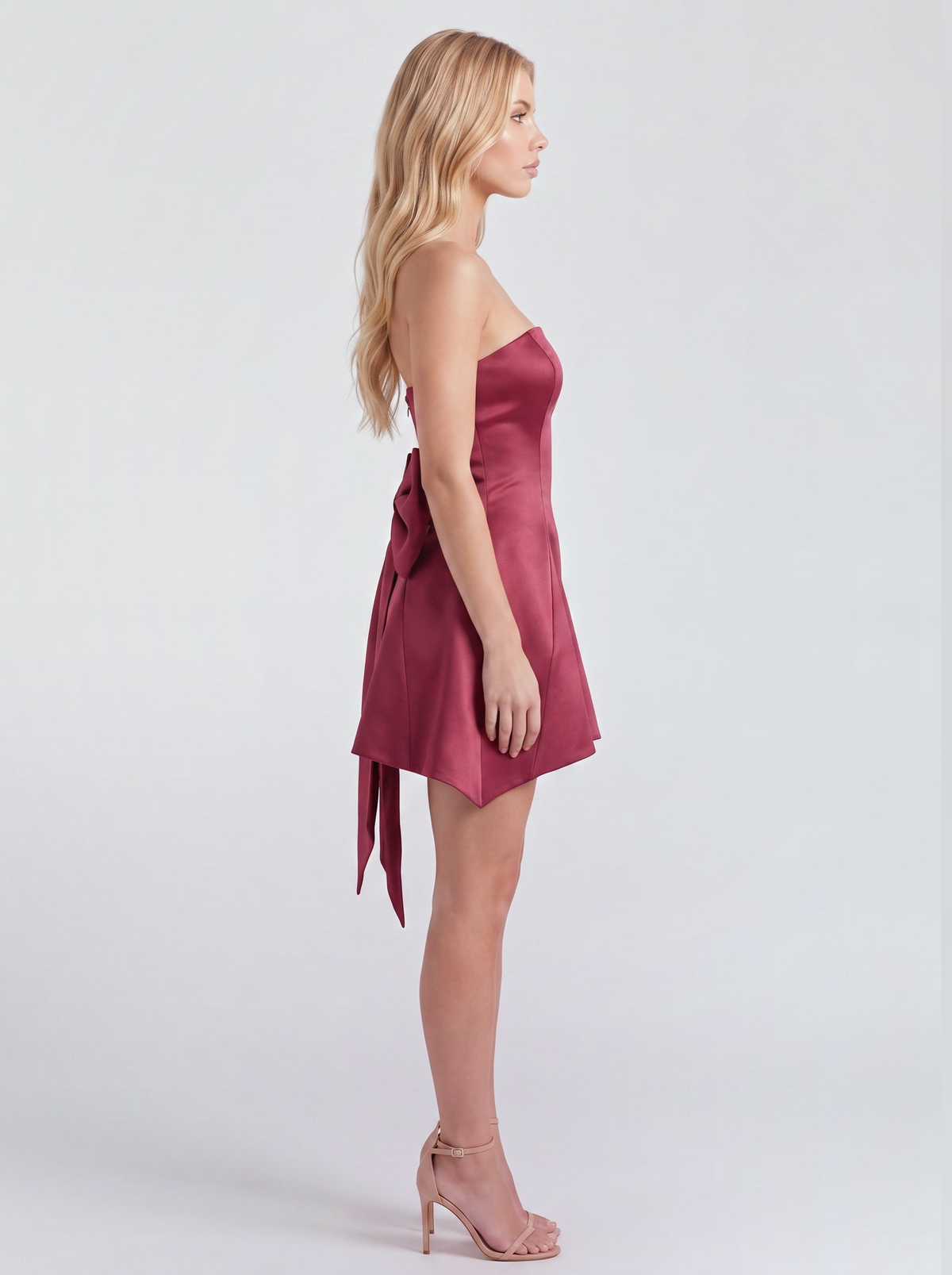 Serena Satin Mini Dress - Burgundy
