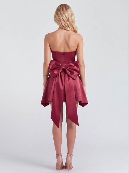 Serena Satin Mini Dress - Burgundy