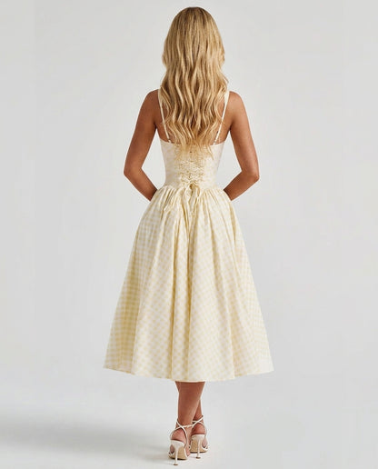 Sherrie Gingham Midi Dress - Butter Yellow