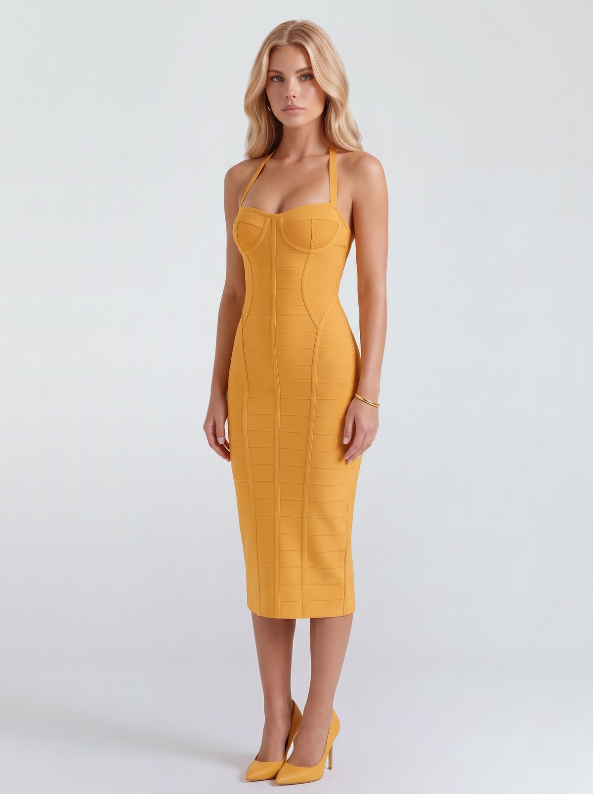 Silvia Bandage Midi Dress - Marigold