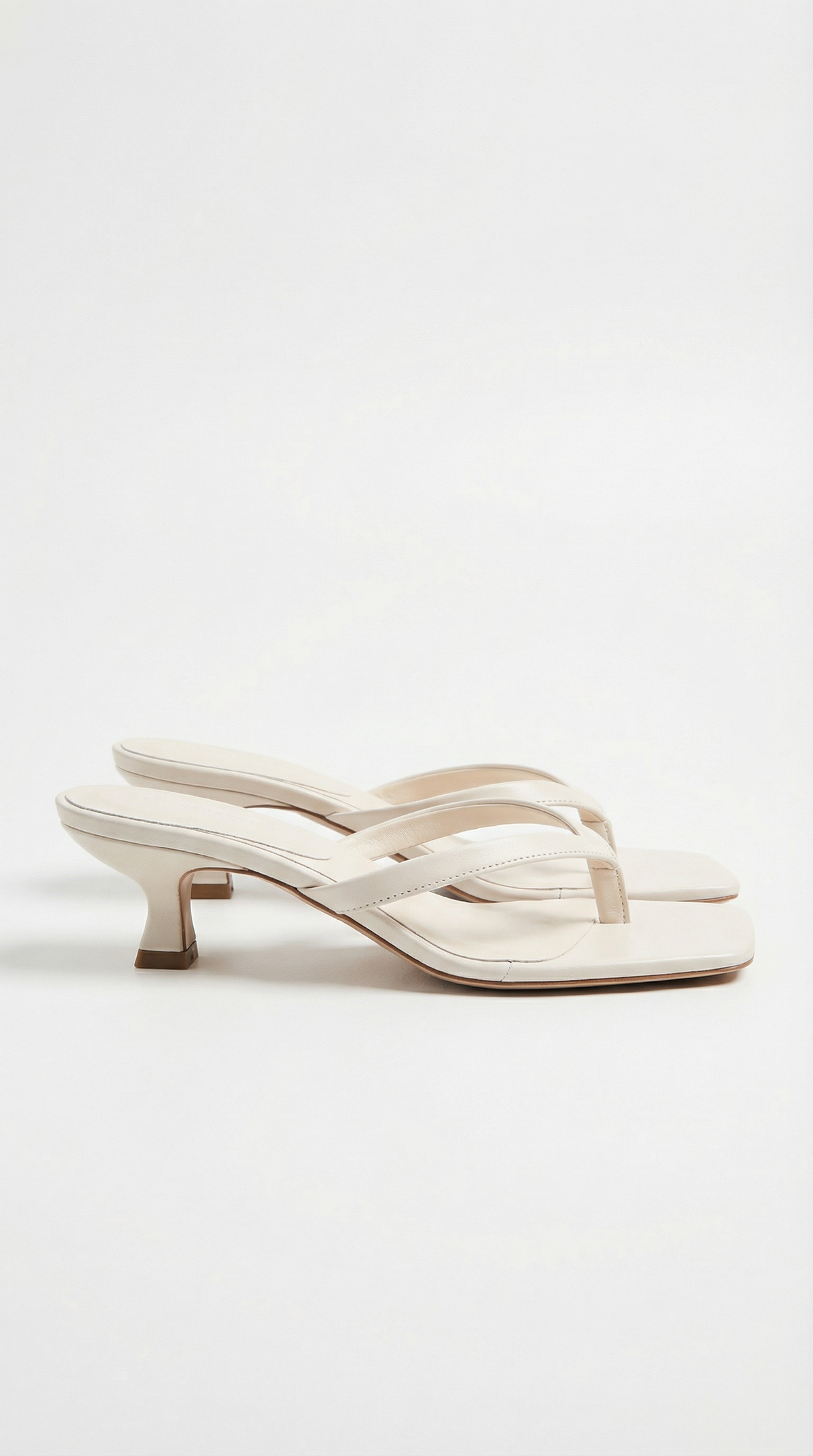 Simone Strappy Kitten Heel Mule Sandals - Beige