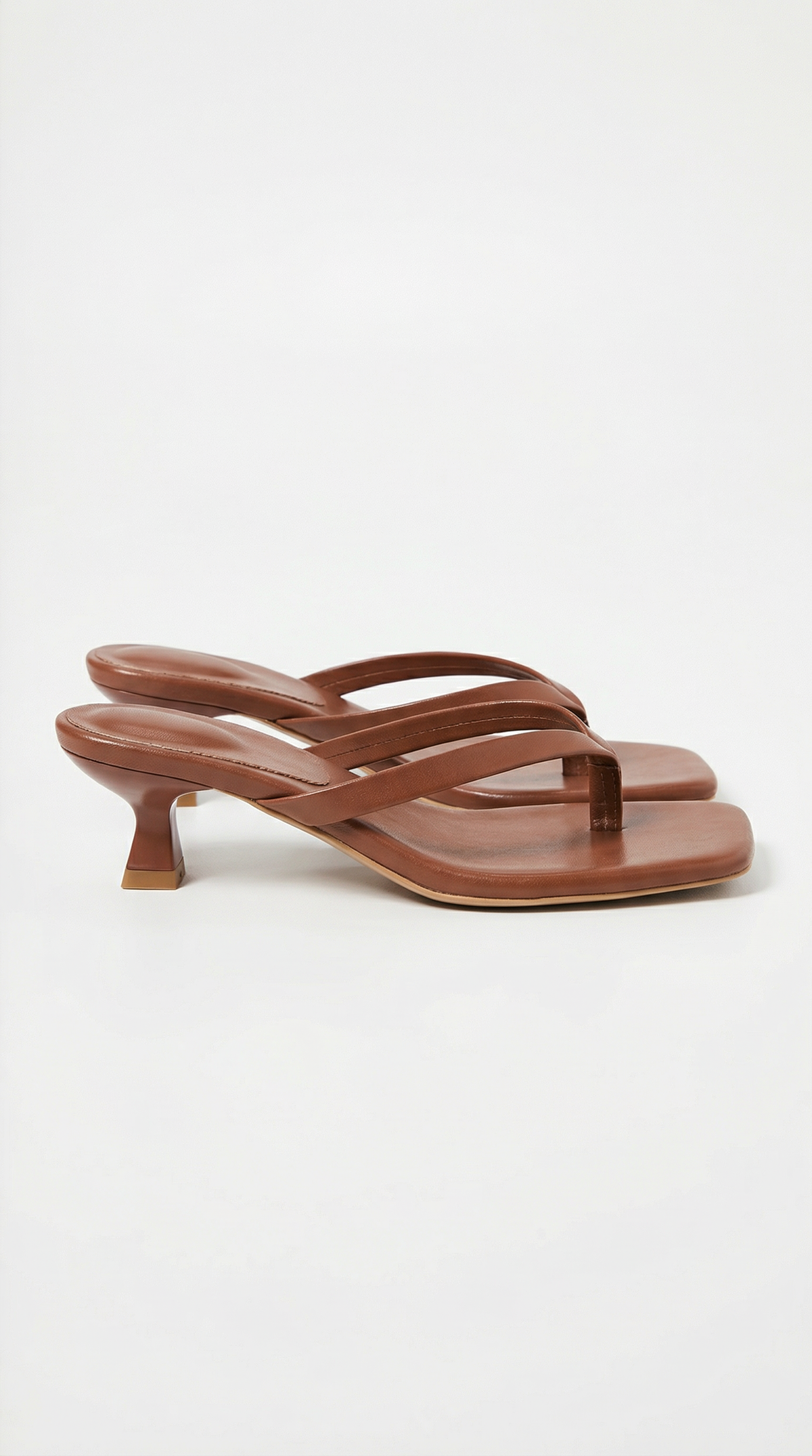 Simone Strappy Kitten Heel Mule Sandals - Brown