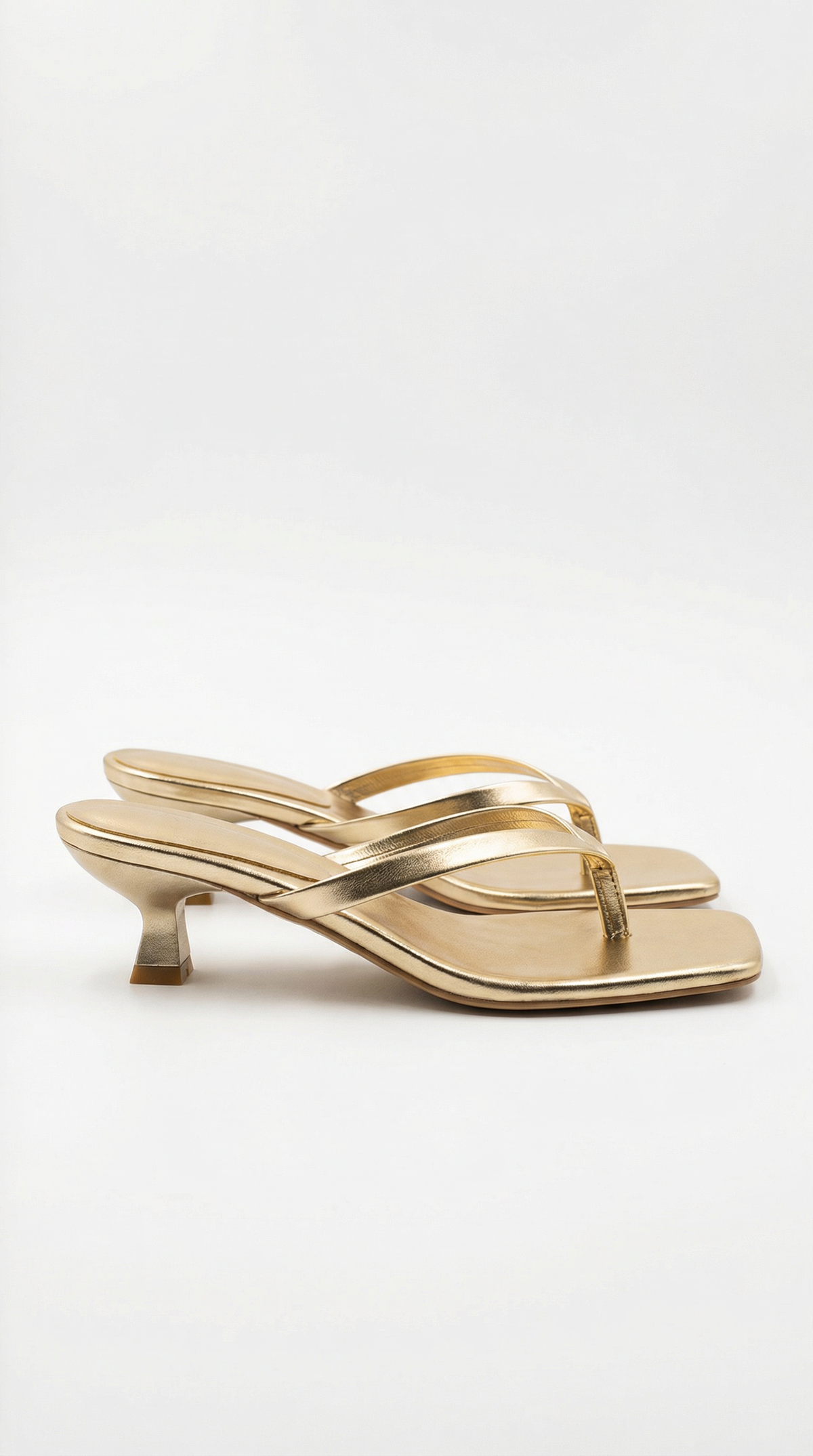 Simone Strappy Kitten Heel Mule Sandals - Gold
