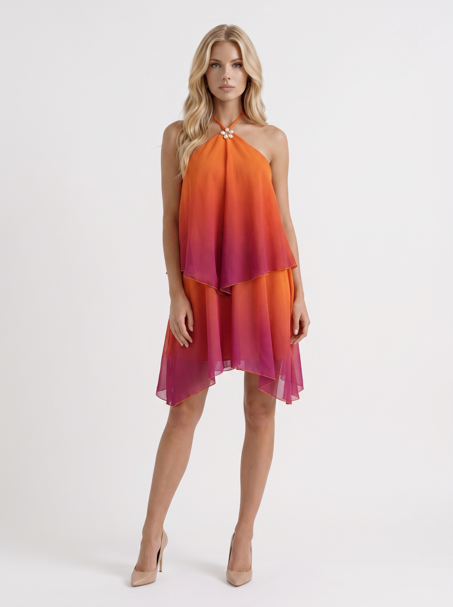 Sloane Drape Mini Dress - Orange